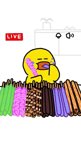 🐤 Can’t stop eating… 멈출 수가 없다… #LINEFRIENDS #SALLY #mukbang #먹방 #pepero #chocolate #dessert 