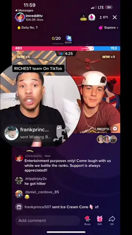 Richest team on TikTok!!!! Redd is insane! 😂 Not him ripping his shirt off! 😂 #imreddtv #teamreddtv #moneyjustflows #livebattle #fyp #viral #trending 