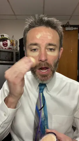 Blending on the #beard #face #newsanchor #mensmakeup #news #behindthescenes #makeup #television #morning #morningroutine #fyp #dadsoftiktok 