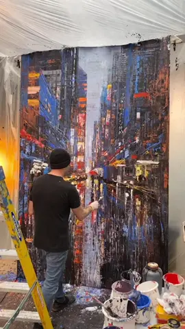 This GIANT Times Square painting was a lot of fun! 👨🏻‍🎨 🎨💥#artiktok #paintingprocess #artist #fyp #oilpainting #newyork #colour #artwork #foryou #painting #cityscape #art 