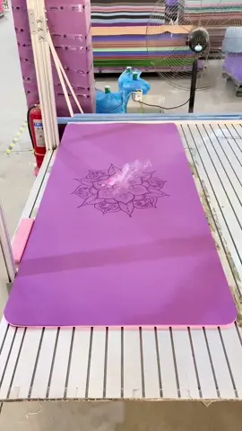 Yoga mat laser processing. #yogafactory #yoga #factory #yogamat #fyp #factorywork 