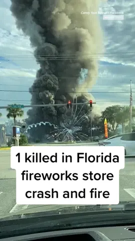 A fireworks store in #WestMelbourne, #Florida, erupted in flames after an SUV crashed into the store and set off the fireworks inside.