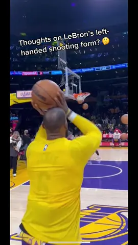Y’all rockin’ with LeBron’s left handed shooting form? 🤔   Follow for more!   #NBA #basketball #lakers #lakersnation #lebron #lebronjames #foryoupage #foryou 