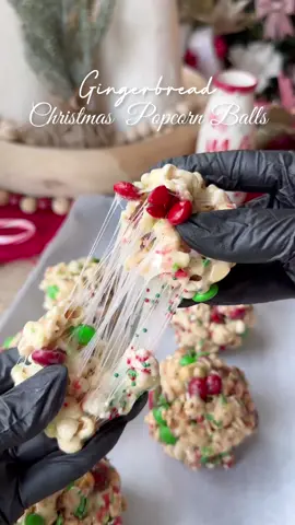 Popcorn balls that are so easy to make!  8-9 cups popcorn  1 stick butter  1 bag mini marshmallows  3/4 tsp @singingdogvanilla alcohol free vanilla extract 1 cup red/green m&ms 1/4 cup red/green sprinkles   Add popcorn to large bowl. On stove melt butter on medium low. Add marshmallow and vanilla. Stir well while melting. Remove from heat and pour over popcorn. Once well coated and slightly cooled, add candy and sprinkles. Stir well with rubber spatula. I prefer to wear gloves, but if you don’t have gloves, just rub your hands with some olive oil to avoid stickiness. form into balls and allow to reach room temperature. Add to bags (about 5 minutes later). Enjoy!  #p#popcornballsc#christmastreatsc#christmastiktokofficalh#holidaytiktokc#christmasdessertsc#christmastreatse#easytomaken#nobaken#nobakedessertf#fypc#christmasspirith#howtotiktokd#delicious