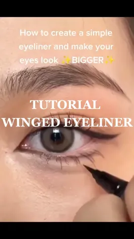 Tutorial for Simple Winged Eyeliner! Get your own contact lens using the link. It's safe, legit and affordable! #eyelinertutorial #greycontacts #tutorialmakeup 