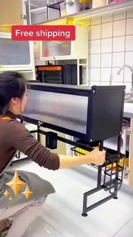 Kitchen plate organizer dish drainer rack with cover 59-84cm adjustable storage #useful #kitchendesing #fyp #cookingtools 