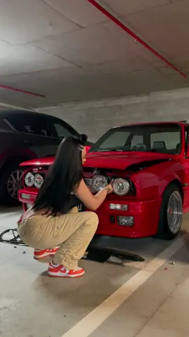 installing my custom headlights i made yesterday #e30 #mtech2 #sr20det #Halo #angelheadlights 