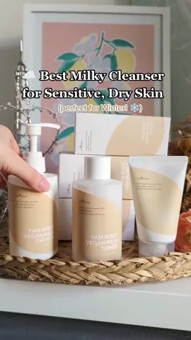 ☁️ Introducing my morning cleanser for Winter ❄️ This milky, skin-softening cream-type cleanser is the new Isntree Yam Root Vegan Milk Cleanser - perfect for sensitive and dry/dehydrated skin🥛 | #isntree #milkcleanser #skincare #dryskin #skincarereview #koreanskincareroutine  #koreanskincare #kbeauty #winterskincareroutine #veganskincare 