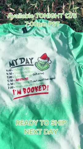 Available tonight 12/5 at 7:00pm PST. All READY TO SHIP NEXT DAY. Limited quantities! Hurry! #christmas #grinch #grinchmas #imbooked #fyp 
