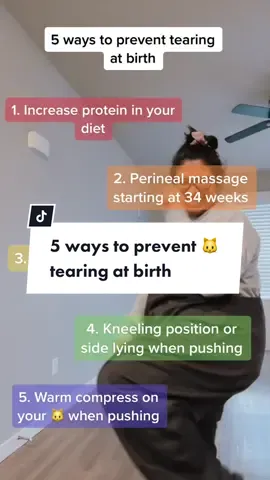 Most mamas are worried about tearing at delivery. Here are 5 ways to prevent tearing at birth 🥰 if you decide to do perineal massage make sure you are cleared for that with your provider. #laboranddelivery #birtheducation #empoweredhospitalbirth #birthwithoutfear #birthwithconfidence #havingababy #prepareforbirth #birthtipsandtricks #pushingbabyout #tearingatbirth #firstdegreetear #seconddegreetear #stitches #preventvaginaltears #repair  #afterbirth #laborpositions #birthtips #birthtipsformoms 