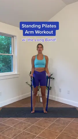 Who needs a reformer when you have the long band?? Give this mat series a try 💪🏼. Join my Online Studio for full classes!! #pilatesarms #pilatesworkout #pilatesonline 