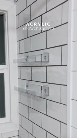 I dont know why I waited so long to get these!! They look soooo pretty in our shower and are holding up so good so far 🥰😅  #showershelves #acrylicshowershelves #showerorganization #aestheticshower #showertok #aestheticroutine #thatgirlaesthetic #thatgirlroutine