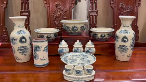 Mẫu bộ đồ thờ gia tiên men rạn giả cổ sứ Bát Tràng #dotho #dothocung #goms 