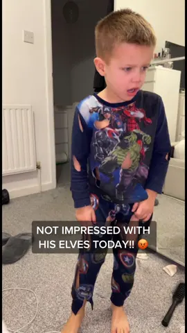 Naughty elves, James was NOT happy 🤣🤣 !!!!!!! #naughtyelves #prank #kidprank #elfontheshelf #elfprank #funny #comedy #fyp #viralvideo 