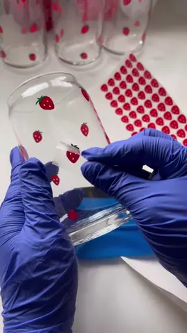 I hand place the strawberries to reduce vinyl waste. #SmallBusiness  #christmasgiftideas #handmadegifts #strawberry #kawaii #kawaiiaesthetic #christmastiktok 