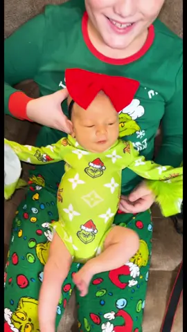 Can’t wait until the matching bow is here #grinch #babytiktok #christmasbaby #wooville #decoration 