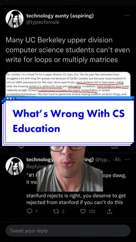 What goes wrong in intro classes for juniors to end up like that? #coding #programming #computerscience #compsci #csmajor #compscimajor #college #softwareengineer #Tech #techtok 