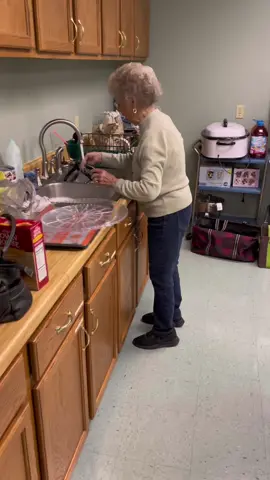 90 year old Grandma doing dishes after dinner #grandma #grandparents #fyp #dinner #holiday #90yearsold 