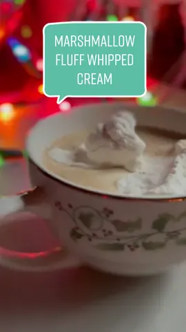 MARSHMALLOW FLUFF WHIPPED CREAM! @everyone’s grandmother shared this and I had to try! So good! Recipe in comments. #marshmallow  #marshmallowfluff #whippedcream #marshmallowfluffwhippedcream #hotchocolate #hotchocolatebomb 