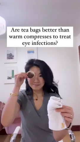 Are tea bags better than warm compresses to treat eye infections?👇 Warm compresses can be good for our eyes! Warm compresses (placing a clean, warm, moist washcloth over your closed lids) can help treat eye conditions such as styes (red, painful lump at the edge of eyelids). But there is no evidence that using a “tea bag” is any better than a clean, warm washcloth (American Academy of Ophthalmology). On a personal note, I will say that I do often use tea bags as they are affordable and fit over the eyes perfectly. Have you ever used a tea bag for a stye? The content that is discussed on my Instagram account is solely for informational purposes and not a substitute for informed medical advice.  #eyecare #conjunctivitis #eyeinfection #optometrist #ophthalmologist #viruses #bacterialinfection #momminainteasy #letthembelittle #momproblems #mommyhood #honestmotherhood #candidmotherhood  #toddlerlife #childhoodunplugged #homesickfromschool #toddlerlife #toddlermom #toddlermomlife #eyeproblem  #doctorsoftiktok 