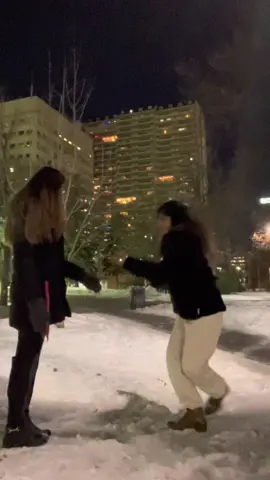 come on let’s go!! I’m surprised you could atleast carry me 😂 #snowman #sia #dance #yyc #snow #calgary #winter #fyp #trending #bffs  🦋🤍 @sadikshaa96 👯‍♀️