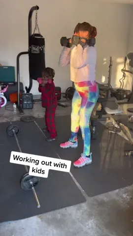 working out at home with kids has its advantages, sometimes lol. but im glad he has interest in fitness 💪🏽 #homeworkout #kidfitness #kidfit #FitTok #Fitness 