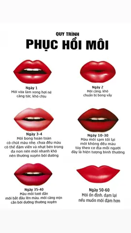 💋 𝐐𝐮𝐲 𝐭𝐫𝐢̀𝐧𝐡 𝐩𝐡𝐮̣𝐜 𝐡𝐨̂̀𝐢 𝐦𝐨̂𝐢 💋 Bạn mới #phunmôi và đang trong thời gian tâm lý lo lắng. Hãy xem ngay #quytrìnhphụchồimôi sau khi phun dưới đây nhé. Ai cũng trải qua quá trình này. Chắc chắn bạn cũng vậy. Nên các ce hãy binh tĩnh, yên tâm và làm theo hướng dẫn nhé ❤️❤️❤️ 🛑 Lưu ý trong quy trình phục hồi môi sau khi phun ✅ Phải vệ sinh môi sau khi phun và dùng dưỡng môi đều đặn. ( sau 1 tháng màu sẽ bắt đầu lên đều và ổn định) ✅ ăn uống nhiều hoa quả như : dứa , cam , cà rốt, … ✅ Không nên đánh son sau bong, nhất là son lì.Bởi trong son có chứa nhiều chì rất có hại với da non. ( có chì thì son mới bám lâu được)  ✅Tránh ánh nắng trực tiếp vào môi và bụi bẩn