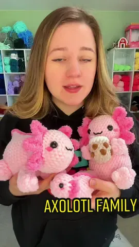 Axolotl family!! My last pattern of the year!🥹 The axolotl patterns will be available next Friday on my Etsy! . . #crochet #crocheted #crochetinspo #crochetinspirations #crochetinspiration #testercall #patterntestercall #amigurumi #crochetamigurumi #axolotl  #crochetaxolotl #amigurumiaxolotl #crochetgrove #axolotls #crochetaxolotl #nosew #boba #crochetboba #crochetersoftiktok #crochettoker #crochettok 