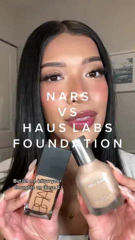 Replying to @botheredblkgirl nars vs haus labs foundation 👀 #narscosmetics #narslightreflectingfoundation #narsfoundation #hauslabs #hauslabsfoundation #foundationreview #makeupreview 