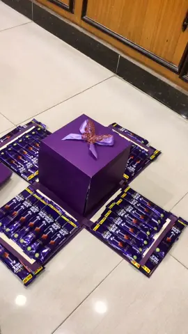 Explosion box in purple colour with full of chocolates decorated with beautiful ribbons and butterflies♥️ #fypシ #fyp #foryou #foryourpage #surprisegift #SmallBusiness #chocolates 