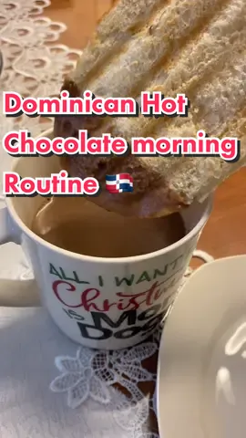 Good morning!! Breakfast is served! My mom made Dominican hot chocolate and it’s one of my favorite drinks in the morning. Dominican Hot chocolate in the morning is a must this holiday season 🇩🇴💕🍫 #dominicantok #dominicanfood #dominicanlife #dominicanbreakfast 