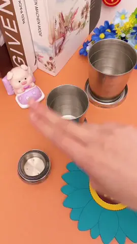 Collapsible Cup Outdoor Shot Glass Keychain Camping Folding Metal Cup #house #houseoftiktok #householditems #tools #items #gadgets #smartappliances #kitchen #kitchenware #fyp #foryou 