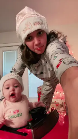 Matching Santa hats 🫶🏼💓 #merrychristmas #momanddaughter #fyp #viral #lesbianmomsoftiktok #firstchristmas #babiesfirstchristmas 