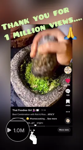 𝑻𝒉𝒂𝒏𝒌 𝒚𝒐𝒖 𝒇𝒐𝒓 1 𝒎𝒊𝒍𝒍𝒊𝒐𝒏 𝒗𝒊𝒆𝒘𝒔...🙏🏻 #thatfoodiegirl #1millionviews #thankyou #thankyoutiktok #viralvideo #viraltiktok #spicychutney #millionviews #greatful #thankful 