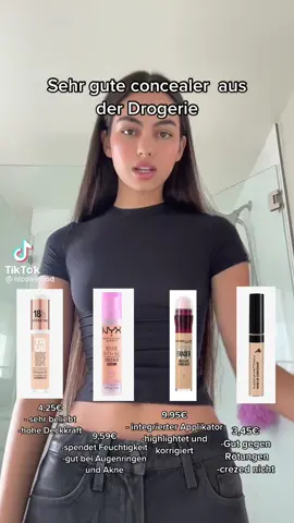 Sehr sehr gute concealer #fyp #makeup #empfehlung #concealer #dm #günstig #girlstalk #favorite #catrice #nyx #manhatten #rossmann  