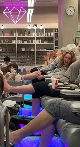 @morgandjohns #pedicure #tickle #ticklishspot #sensitivefeet #wholetthedogsout #scrub #girlsnight #laughing #funny #cantholdstill 