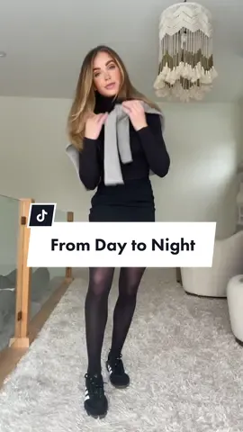 Taking this simple look from day to night 🖤 #daytonightlook #daytonighttransition #datenightlook #sambasneakers 