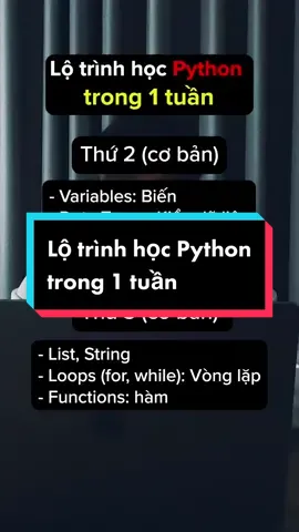 Học Python trong 1 tuần #python #LearnOnTikTok #laptrinhvien #it #sinhvienit #programmer #laptrinh #coding #sinhviencntt #coderschool #fyp #binhoctech 