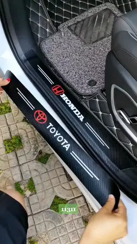 New 4 Pcs Carbon Fiber Leather Car Door Sill Strip Anti Scratch Door Step Sticker Side Door Step Protector #cardoorstrip #carsticker #doorsticker #carbon #fyp #fypシ #murah #11311 #protector 