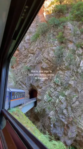 Odontotos starts from the railway station of Diakopto and follows the Vouraikos gorge. After a distance of 22,350 metres and within 60 minutes it ends in the town of Kalavrita, 750 metres from the surface of the sea. 🚂 #travelingreece #greece #travel #kalavrita #odontotos #nature #traveltogreece 