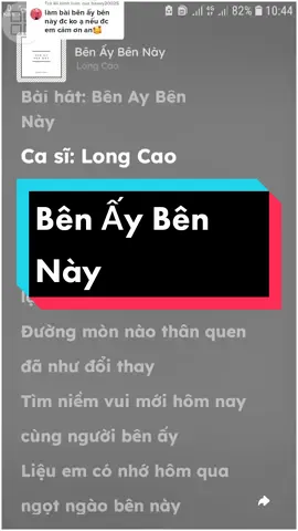 Trả lời @baovy20025 Bên Ấy Bên Này #benaybennay #longcao #nhachay #music #tamtrang #lyrics #thumaik02 