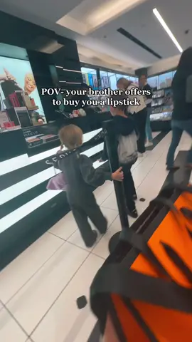 Who walks into Sephora and picks a blue permanent lip stick? My child. But she does have the best brother ever. #bigbrother #bestbrother #littlesister #sephora #sephorahaul #DoritosTriangleTryout 