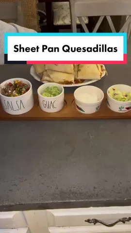 These sheet pan quesadillas are so good and easy to make! I understand why variations of these have gone viral! #quesadilla #sheetpandinner #sheetpanquesadillas #dinner #easydinner #DinnerIdeas #dinnerrecipe #Recipe #food #cooking #meal #familymeal 