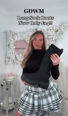 GRWM Sock Boots Now Only £14!! 🖤#grwm #trending #viralsockboots #sockboots #boots #fashion #tiktokmademebuyit 