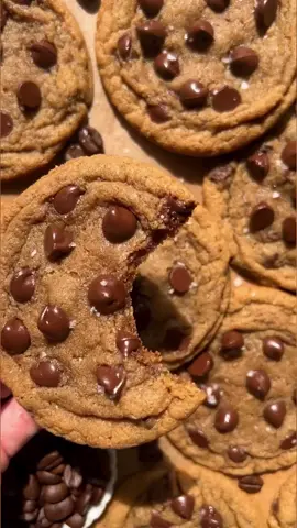 Coffee cookies! ☕️ Super chewy and full of coffee flavor & melty chocolate chips! 🤎 #coffeecookies #coffeelover #chocolatechipcookies #cookietok #cookietiktok 