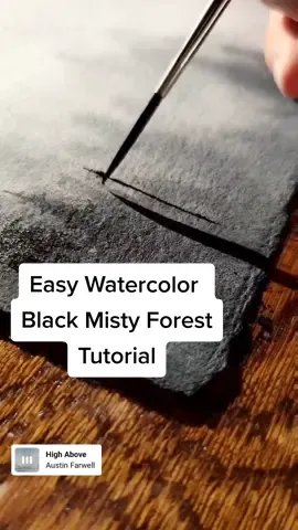 Easy Watercolor Black Misty Forest Tutorial #watercolortutorial #watercolorartist #mistyforest #mistyforestpainting #watercolor 