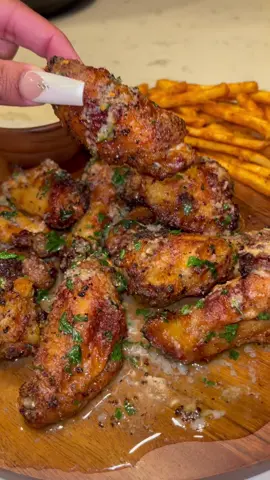 Lemon Pepper Wings 🍋🍗    ⬇️ Recipe ⬇️  - Seasoning Mix: lemon pepper, garlic powder, onion powder, seasoning salt, black pepper. Add a little oil & mix until wings are well coated. - Flour: season with lemon pepper, seasoning salt, garlic powder. Mix together.  - Dip the seasoned chicken wings in the flour. Set on rack so excess flour falls off.  - Air Fryer: 400 degrees for 20-24 minutes depending on how hot your air fryer gets.  - Lemon Butter Sauce: melted butter, lemon juice, garlic powder, lemon pepper, parsley.  - Ranch: 1 cup mayo of choice (I used vegan), 1/4 cup milk of choice (I used unsweetened almond), lemon juice, parsley, fresh dill, salt, black pepper, garlic powder, onion powder. Mix.  Season everything to taste! Using less or more of any ingredients you like :) #lemonpepperwings #lemonpepper #lemonpepperchicken #garlicbutter #garlicbuttersauce #lemonbutter #airfryerrecipes #airfryerchicken #ranchsauce #EasyRecipes #cheatmeal #chickenwings #wingwednesday #wingstop #foodietiktok #fyp #viral