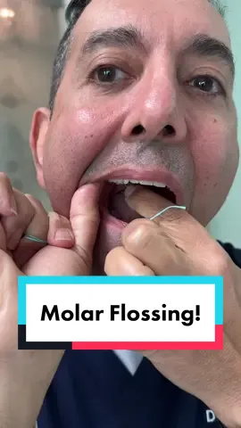 You guys asked to see how I floss my molars, so here you go. The trick is to use your thumb and your index finger opposite each other to get the best angle and easiest approach. Let me know what you think. #flossing #hack #dentist #gumsurgeon #dentalhygienist #whiteteeth 