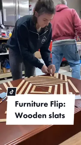 Making a custom geometric cabinet with recycled wooden slats from an old room divider! Tell me what you think!  #furnitureflip #furnitureflipper #beforeandafterfurniture #refurbish #diyfurnituremakeover#furnituremakeover 
