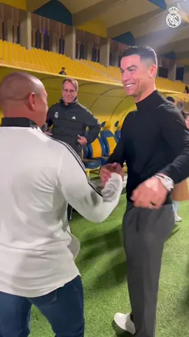 🫡 Nice to SIIIIIIIIIUUUU you, #Cristiano! ¡Qué bueno verte, CR7! 🤝 @oficialrc3 #cristianoronaldo #cr7 #realmadrid #ancelotti 